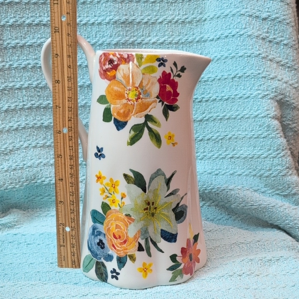 Floral Ceramic Pitcher - Picture 3 of 5